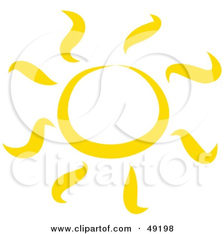 Royalty-Free (RF) Clipart Illustration of a Yellow Sun Outline by Prawny