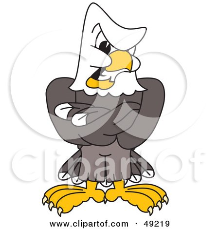 Royalty-Free (RF) Clipart Illustration of a Bald Eagle Character Being Stern by Mascot Junction