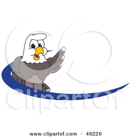 Royalty-Free (RF) Clipart Illustration of a Bald Eagle Character Dash Logo by Mascot Junction