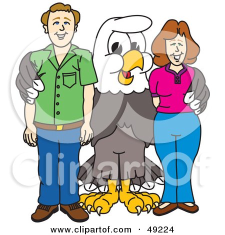 Royalty-Free (RF) Clipart Illustration of a Bald Eagle Character With Adults by Mascot Junction