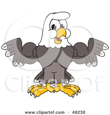 Royalty-Free (RF) Clipart Illustration of a Bald Eagle Character Shrugging or Flexing by Mascot Junction