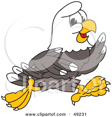 Royalty-Free (RF) Clipart Illustration of a Bald Eagle Character Running by Mascot Junction
