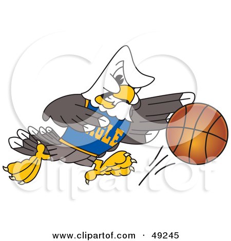 Royalty-Free (RF) Clipart Illustration of a Bald Eagle Character Basketball Player by Mascot Junction
