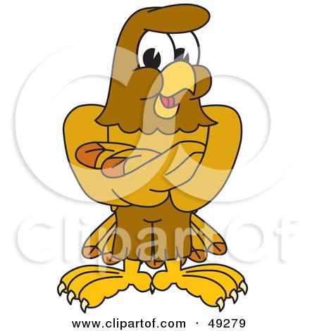Royalty-Free (RF) Clipart Illustration of a Hawk Mascot Character With His Arms Crossed by Mascot Junction
