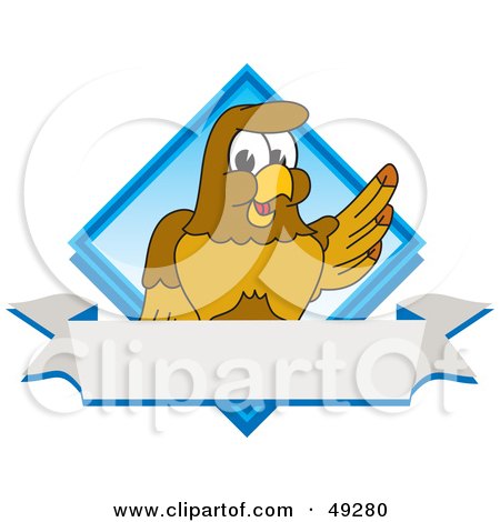 Royalty-Free (RF) Clipart Illustration of a Hawk Mascot Character Diamond Logo by Mascot Junction