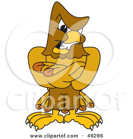 Royalty-Free (RF) Clipart Illustration of a Hawk Mascot Character Being Tough by Mascot Junction