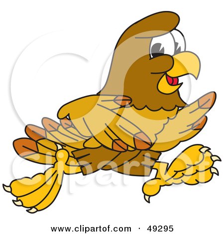 Royalty-Free (RF) Clipart Illustration of a Hawk Mascot Character Running by Mascot Junction