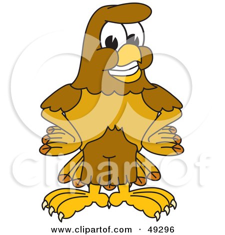 Royalty-Free (RF) Clipart Illustration of a Hawk Mascot Character With His Hands on His Hips by Mascot Junction