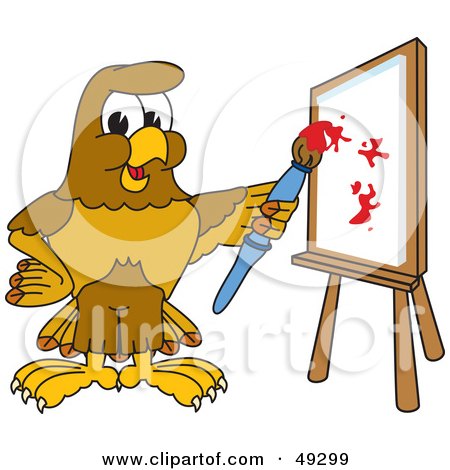 Royalty-Free (RF) Clipart Illustration of a Hawk Mascot Character Painting by Mascot Junction