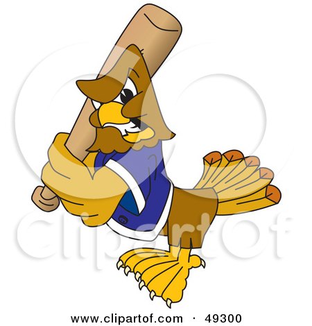 Royalty-Free (RF) Clipart Illustration of a Hawk Mascot Character Baseball Player by Mascot Junction