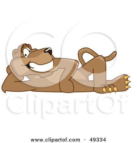 Royalty-Free (RF) Clipart Illustration of a Cougar Mascot Character Reclined  by Mascot Junction