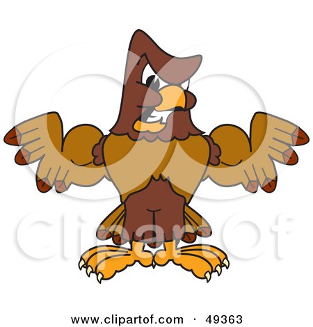 Royalty-Free (RF) Clipart Illustration of a Falcon Mascot Character Flexing by Mascot Junction