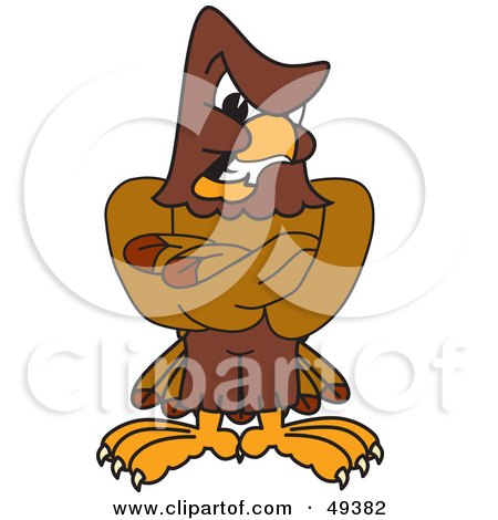Royalty-Free (RF) Clipart Illustration of a Falcon Mascot Character With an Angry Expression by Mascot Junction