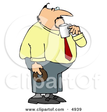 Obese Businessman On His Coffee & Donut Break Clipart by djart