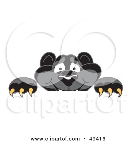 Royalty-Free (RF) Clipart Illustration of a Black Jaguar Mascot Character Looking Over a Surface by Mascot Junction