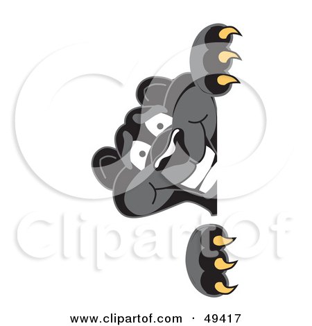 Royalty-Free (RF) Clipart Illustration of a Black Jaguar Mascot Character Peeking by Mascot Junction