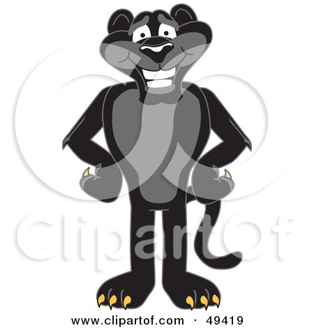 Royalty-Free (RF) Clipart Illustration of a Black Jaguar Mascot Character With His Paws on His Hips by Mascot Junction