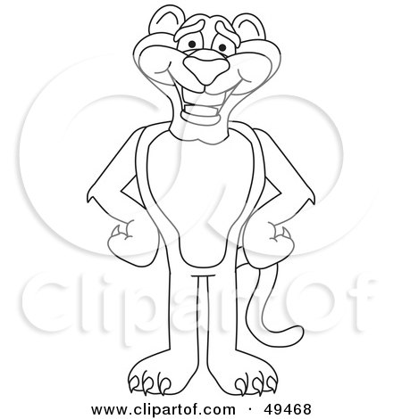 Royalty-Free (RF) Clipart Illustration of an Outline Of A Panther Character Mascot by Toons4Biz