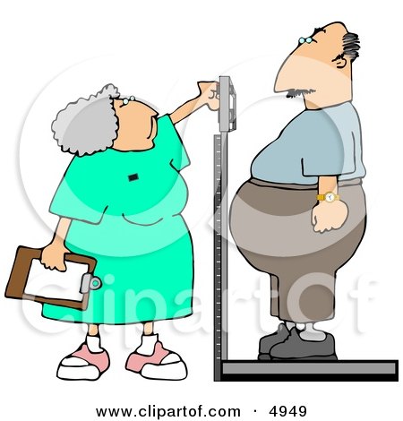 Nurse Weighing Overweight Man On a Scale Clipart by djart