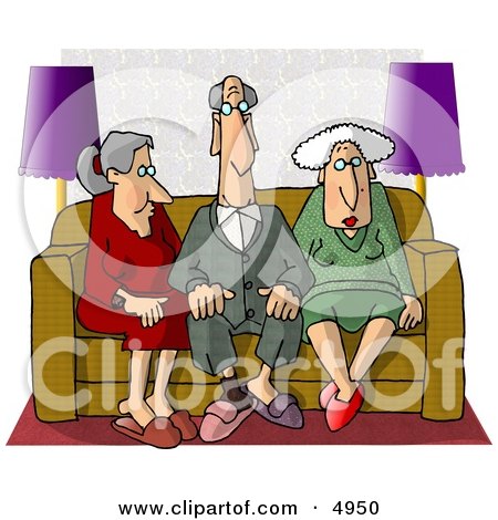 Old People Sitting Together On a Couch Clipart by djart