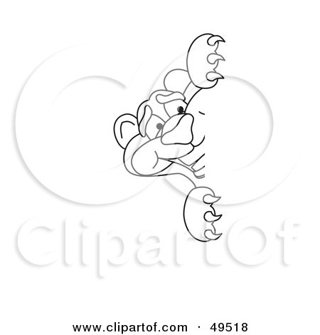Royalty-Free (RF) Clipart Illustration of an Outline Of A Panther Character Mascot Peeking by Mascot Junction