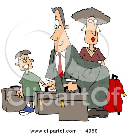 Dad, Mom, and Son Going On Vacation Clipart - Travel Clip Art by djart