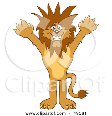Royalty-Free (RF) Clipart Illustration of a Lion Character Mascot With Funky Hair by Mascot Junction