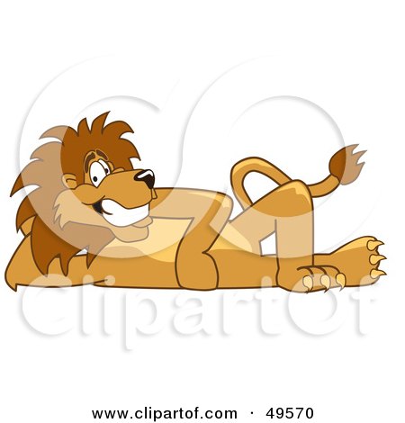 Royalty-Free (RF) Clipart Illustration of a Lion Character Mascot Resting by Mascot Junction