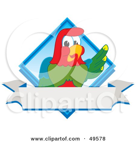 Royalty-Free (RF) Clipart Illustration of a Macaw Parrot Character Mascot Diamond Logo by Mascot Junction