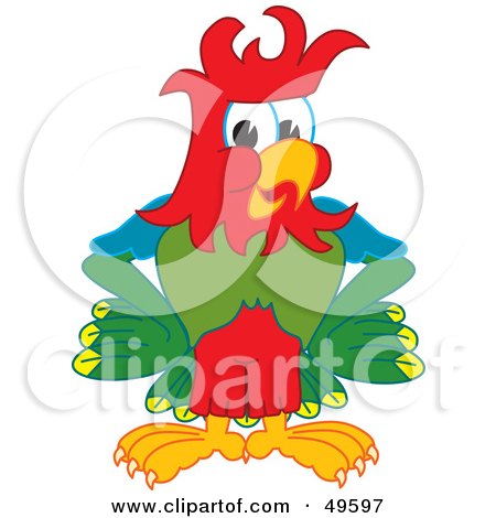 Royalty-Free (RF) Clipart Illustration of a Macaw Parrot Character Mascot With Funky Hair by Mascot Junction