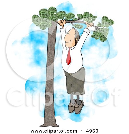 Business Man Hanging Out On A Limb for His Partner Clipart by djart