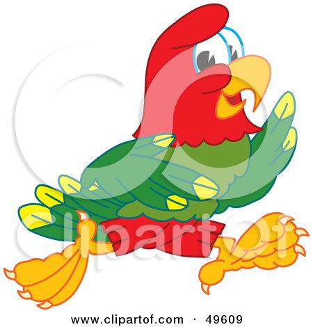 Royalty-Free (RF) Clipart Illustration of a Macaw Parrot Character Mascot Running by Mascot Junction
