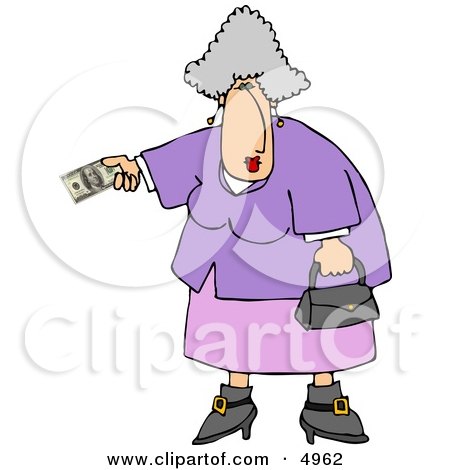 Elderly Overweight Woman Paying with Cash Clipart by djart