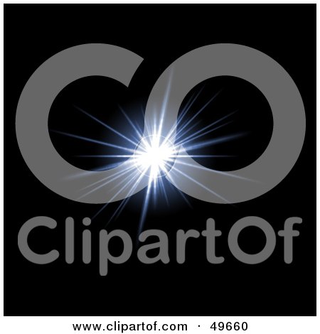 Royalty-Free (RF) Clipart Illustration of a Bright Bursting Blue Star Explosion on Black by Arena Creative