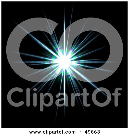 Royalty-Free (RF) Clipart Illustration of a Bright Bursting Blue Star on Black by Arena Creative