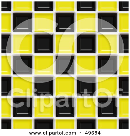 Royalty-Free (RF) Clipart Illustration of a Shiny Black And Yellow Square Tile Background by Arena Creative