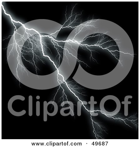 Royalty-Free (RF) Clipart Illustration of a Bolt of Lightning Striking on Black by Arena Creative