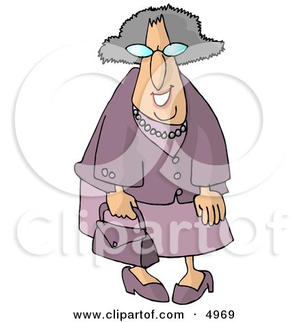 Funny Elderly Woman Going Shopping Clipart by djart