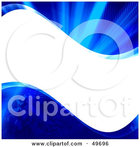 Royalty-Free (RF) Clipart Illustration of a Wavy White Text Box Bordered With Blue Bursts by Arena Creative