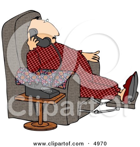 Overweight Couch Potato Man Talking On a Phone Clipart by djart