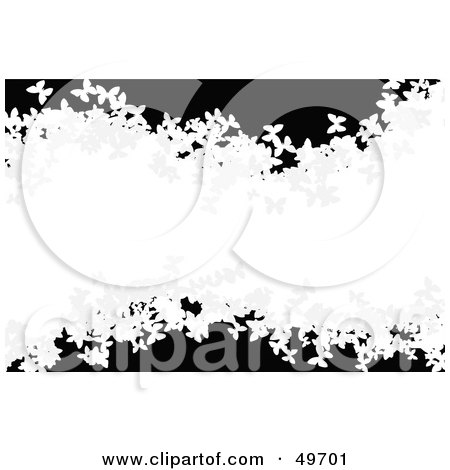 Royalty-Free (RF) Clipart Illustration of a White Grungy Butterfly Wave on Black by Arena Creative