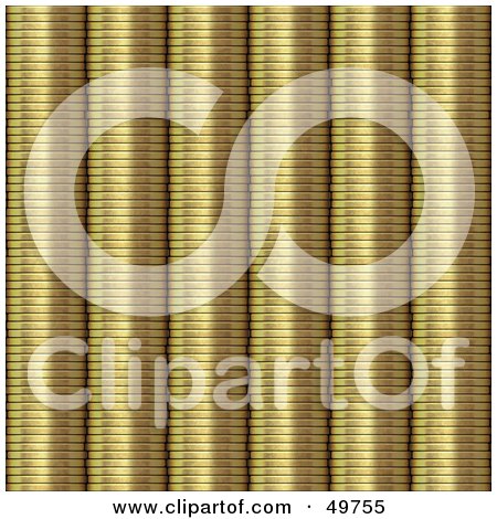 Royalty-Free (RF) Clipart Illustration of a Background of Stacked Golden Coins by Arena Creative