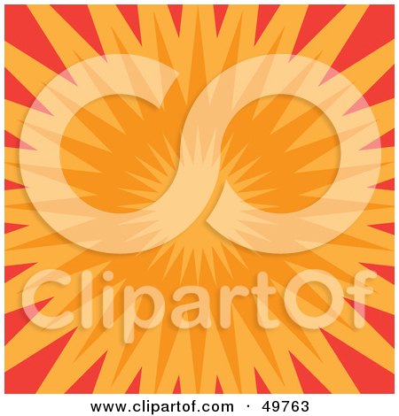 Royalty-Free (RF) Clipart Illustration of an Orange Burst on Red by Arena Creative