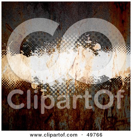 Royalty-Free (RF) Clipart Illustration of a Rusting Background With A White Halftone Text Box by Arena Creative