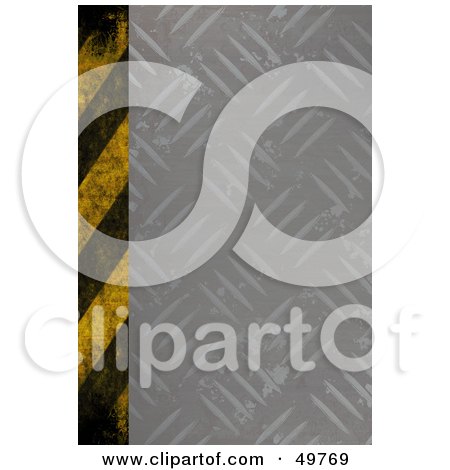 Royalty-Free (RF) Clipart Illustration of a Diamond Plate Background With A Hazard Stripes Border by Arena Creative