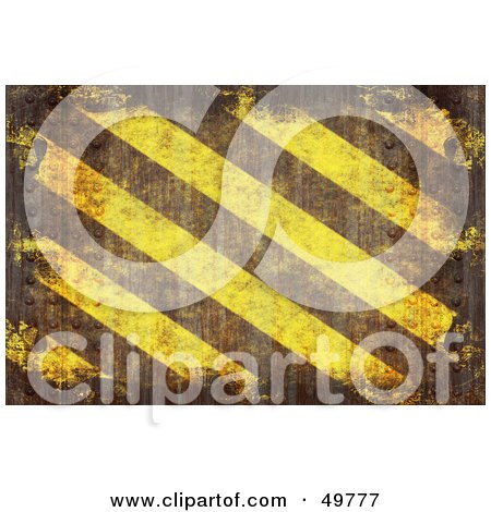 Royalty-Free (RF) Clipart Illustration of a Brown And Yellow Grungy Hazard Stripes Background by Arena Creative
