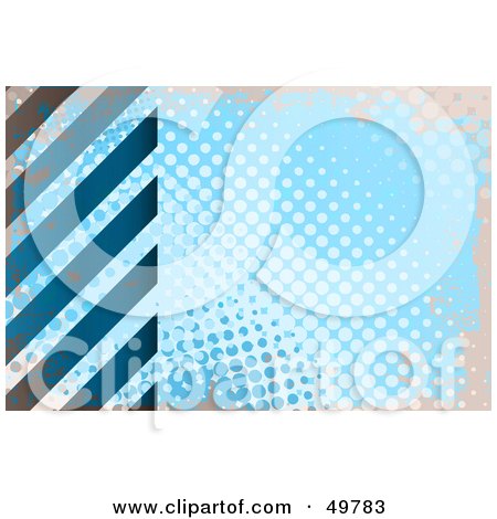 Royalty-Free (RF) Clipart Illustration of a Blue Halftone Hazard Stripe Background by Arena Creative