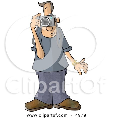 Male Tourist Taking Pictures with a Digital Camera Clipart by djart