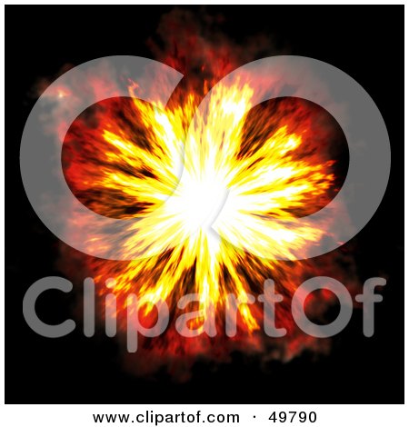 Royalty-Free (RF) Clipart Illustration of a Fiery Explosion on Black by Arena Creative