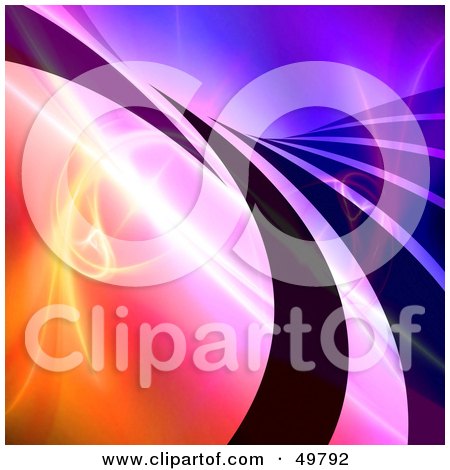Royalty-Free (RF) Clipart Illustration of a Purple Swoosh Over A Colorful Fractal Background by Arena Creative